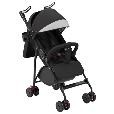 Produktbild von 2 in1 Buggy Kinderwagen Kinderbuggy mit Liegefunktion,5-Punkt-Sicherheitsgurt,Klappbar Sportwagen mit Verstellbarer Griff Schwarz
