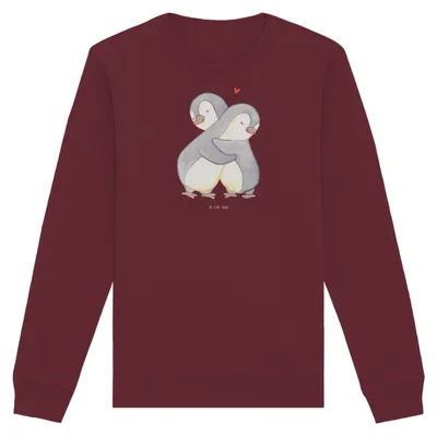 Produktbild von Mr. & Mrs. Panda Baumwoll Sweatshirt Pinguine Kuscheln Größe XXL - Burgundy - Geschenk, Pullover, Liebesbeweis, Pulli, Sweater, Valentinstag, Hochzeitstag, Freundin, für