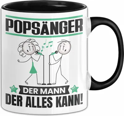 Produktbild von Popsänger Tasse Geschenk für Popsänger Der Mann Der Alles Kann Geschenkidee zum Geburtstag (Schwarz)