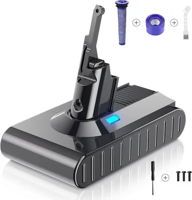 Produktbild von Dyson V8, Ersatzakku, 21,6 V Lithium-Ionen 6000 mAh mit 21700-Zellen, grau, kompatibel mit V8 Absolute/Fluffy