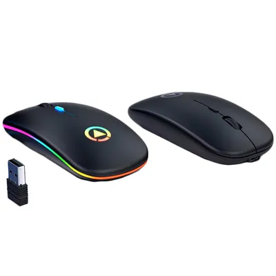 Produktbild von Maus kabellos, PC-Mäuse, 2.4GHz+Bluetooth, stumm Gaming-Maus, Schwarz