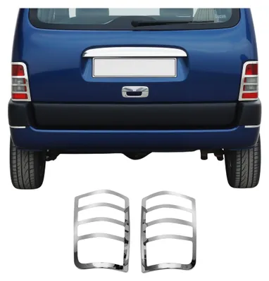 Image de Cadre de Feu Stop Arrière pour Peugeot Partner 1996-2008 acier inox 2 Pcs