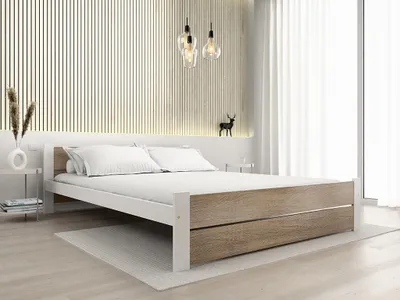 Produktbild von Bett IKAROS DOUBLE 140 x 200 cm, Weiß/Eiche-Sonoma Matratze: Ohne Matratze, Lattenrost: Ohne Lattenrost
