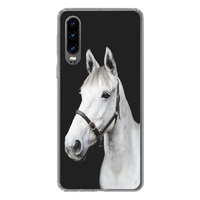 Produktbild von MuchoWow® Handyhülle Schutzhülle Hülle für Huawei P30 Pferd - Halfter - Weiß Silikon Softcase Handy Hülle - Kartenbesitzer