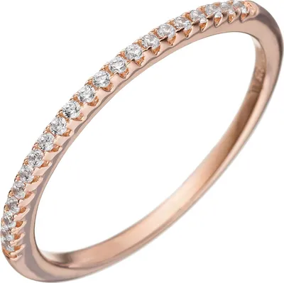 Produktbild von Gr. 58 Damen Ring schmal 925 Sterling Silber rotgold vergoldet mit Zirkonia