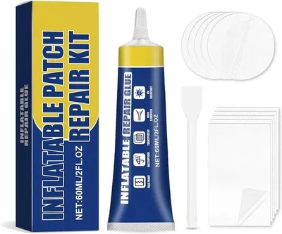 Produktbild von Reparaturset für Pools – 60 ml Klebstoff – 10 Flicken – Zuverlässige Lösung für Luftmatratzen und Schwimmreifen – m-shop