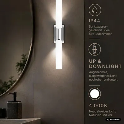 Produktbild von Briloner LED Badleuchte 47 x 6,5 x 6,8 cm 11W 1300lm 4000K Neutralweiß IP44 Schalter Chrom - Spiegelleuchte Badezimmer