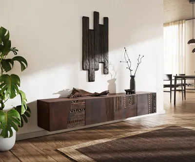 Produktbild von DELIFE Lowboard Imara 200 cm Mango Braun 4 Türen schwebend