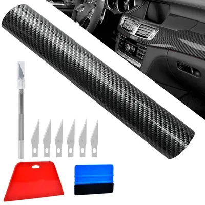 Produktbild von Autofolie Carbon 30x300 cm Glänzend Blasenfrei PVC Lackschutzfolie