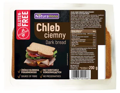 CHLEB CIEMNY KROJONY BEZGLUTENOWY 200 g - NATURAVENA