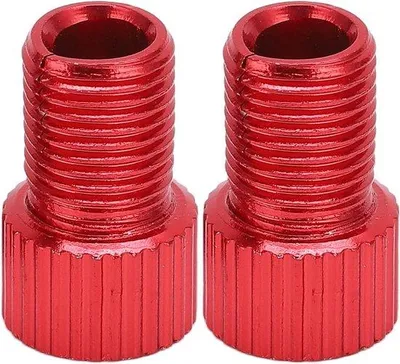 Image de Adaptateur pour vélo - Presta/Schrader - Pompes à vélo - Joint en caoutchouc - Lot de 2 - Rouge