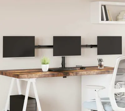 Produktbild von vidaXL Stolní držák pro 3 monitory Černá ocel VESA 75/100 mm