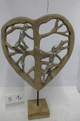 Productafbeelding van Gilde Skulptur, Herz, Herzbaum, Klettermotiv, Aluminium, Mangoholz, naturfarben, VE 2 Höhe: 47.00 cm Breite: 31.50 cm Tiefe: 10.00cm 55595