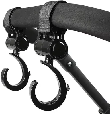 Imagen del producto de Ganchos para cochecitos de bebé - Ganchos para carritos - 2 unidades - s - Giratorios - Prácticos ganchos para cochecitos - Ganchos para colgar bolsas en cochecitos - CHPN