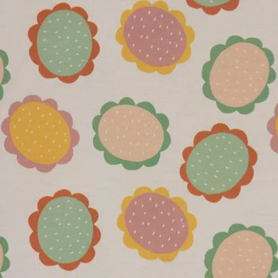 Produktbild von Dekostoff Meterware Baumwollstoff wollweiß Blumen Blüten bunt 2,80m