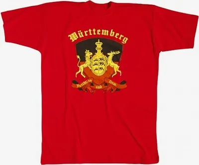 Produktbild von T-Shirt uni mit Print - Württemberg - 10517 rot - Gr. S-XXL Größe - S
