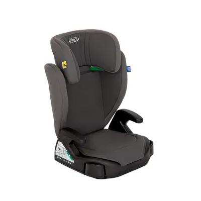 Produktbild von Graco Junior Maxi™ i-Size R129 Kindersitz, ca. 3,5 bis 12 Jahre (100 bis 150 cm), Kindersitzerhöhung, Armlehnen und Kopfstütze höhenverstellbar, leicht, mit Getränkehalter, grau, Iron