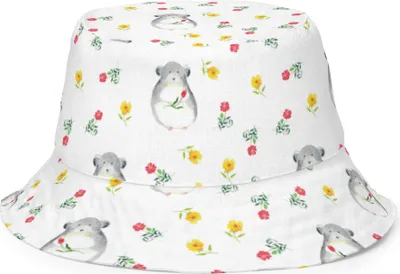 Produktbild von Mr. & Mrs. Panda Sonnenhut Chinchilla Blume Größe S/M - Weiß - Geschenk, Sommermütze, Fischerkappe, Bucket Hat, Lustige Sprüche, Chaos, Büro, Liebeskummer, Chinchillas