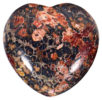 Produktbild von Morella Edelstein Leopardenjaspis Herz Glücksbringer Steinherz zum Mitnehmen 3 cm in Samtbeutel