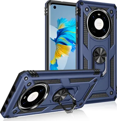 Obrázek produktu pro Pouzdro pro Huawei Mate 40 Pro dvouvrstvé robustní, vojenská ochrana pouzdro s držákem prstenu a stojánkem modré
