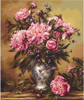 Zdjęcie produktu dla Zestaw do haftu krzyżykowego Luca-S "Wazon z piwoniami", wzór liczony, 34x41cm
