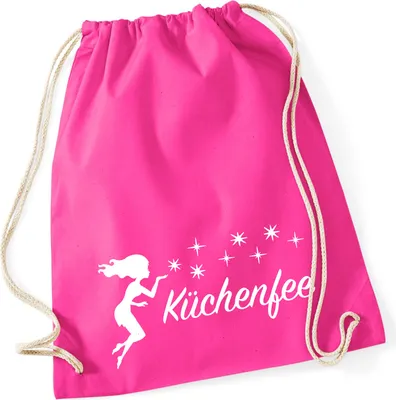 Produktbild von Huuraa Turnbeutel Küchenfee Sternenstaub 12 Liter Fuchsia Baumwolle Rucksack Geschenkidee