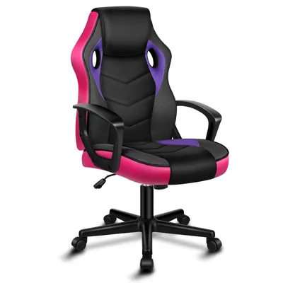 Produktbild von ALFORDSON Racing Schreibtischstuhl, Ergonomischer höhenverstellbarer & gepolsterter 150 kg belastbarer Bürostuhl, Drehbarer PC-Gaming-Stuhl, Lila