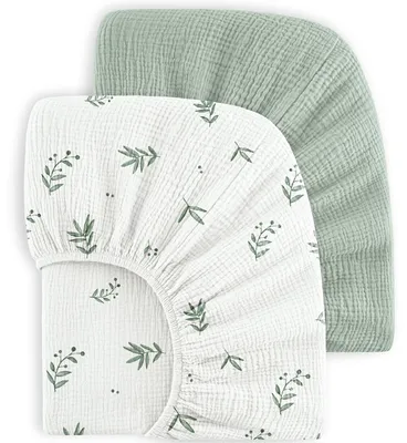 Immagine prodotto di Set di 2 lenzuola in cotone mussola per lettini per bambini - 60x120 cm / 70x140 cm