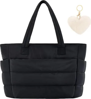 Image de Sac à bandoulière Aucuu Puffer pour femme - Sac à bandoulière multifonctionnel avec compartiment pour ordinateur portable