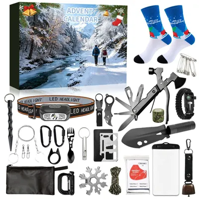 Zdjęcie produktu dla Survival Kalendarz Adwentowy 2026 Męski Kalendarz Adwentowy Kemping Outdoor Męski Czarny