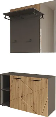 Obrázek produktu pro Šatní skříň Vicco Irma Antracit/Artisan 106 x 63 cm Sada s botníkem a nástěnným věšákem se zrcadlem, Model 59624