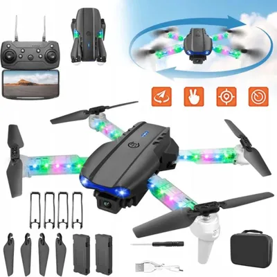 Image de Drone quadricoptère pliable - Jouet télécommandé - Double caméra - Lumières LED colorées - Transmission WiFi - Démarrage et atterrissage en une seule touche