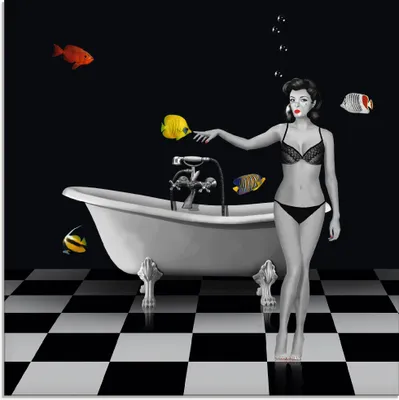 Produktbild von ARTland Glasbild Ein Badezimmer für Fische Größe: 50x50 cm