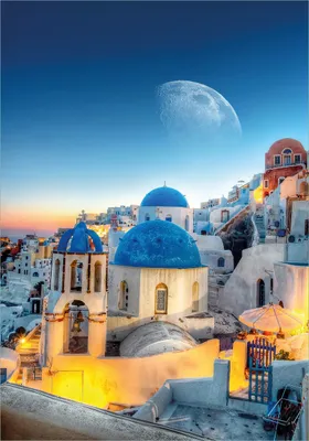 Produktbild von Wallario Poster - Urlaub auf Santorini, Kunstdruck Größe: 70 x 100 cm