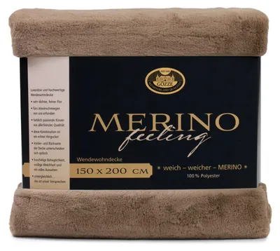 Wendeplaid Merino-Feeling 150x200 cm Taupe 600 g/m²