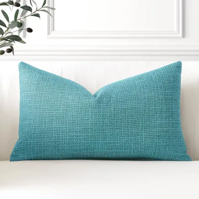 Productafbeelding van Set bestaande uit 1 kussensloop, effen linnen, 30 x 50 cm, turquoise