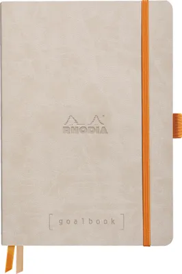 Image de Rhodia 117745C Cahier de notes Goalbook (DIN A5, 14,8 x 21 cm, Dot, pratique et tendance, avec couverture souple, 90g, papier ivoire, 120 feuilles, élastique, marque-page) 1 pièce, Beige