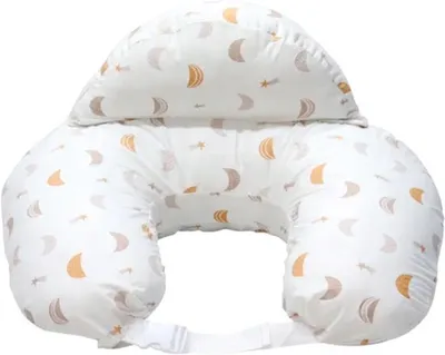 Produktbild von Laavir® Stillkissen - 3-in-1 Schwangerschaftskissen mit Abnehmbarem Bezug - Ergonomisches Baby-Stillkissen - Mond & Stern Design - Weiß