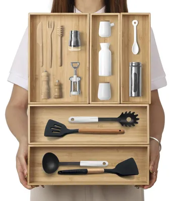 Bambus Schubladen Organizer 5er Set Besteckkasten