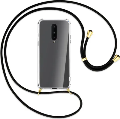 Produktbild von Handykette Backcover-Schutzhülle mit Band (Metall goldfarben) für OnePlus 8 - schwarz