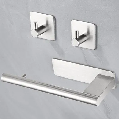 Produktbild von Edelstahl-Toilettenspülerhalter silber ohne Bohren