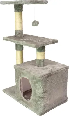 Produktbild von Kratzbaum Basic Grau 30x50x80 cm mit Höhle, Plattform und Ballspielzeug