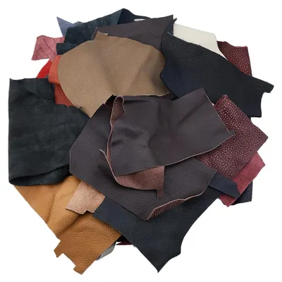 Lederreste 1 kg, gemischte Farben, Vollnarbenleder, 28–37 cm