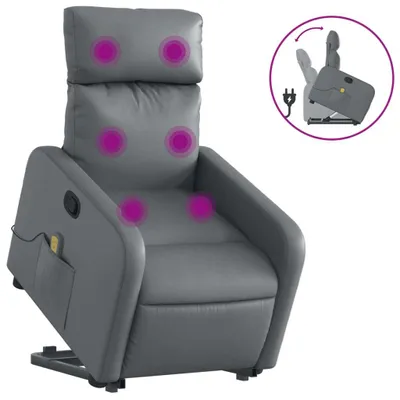 Produktbild von vidaXL Massagesessel mit Aufstehhilfe Grau Kunstleder