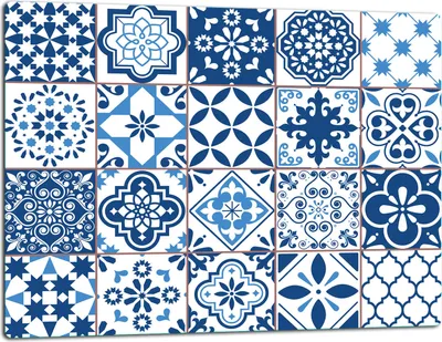 Image de Planche à découper en verre Plaque de recouvrement pour cuisinière Vitrocéramiquefeld Universal 52x40 cm Bleu Mosaïque