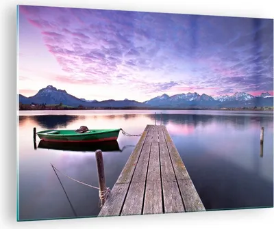 Produktbild von Bilder auf glas - See Berge Wasser - 70x50cm - Glasbilder - Wandbilder - Kunstdruck - zum Aufhängen bereit - Wanddekoration aus Glas - Glas Bilder - Wandbild auf Glas - Einteilig - GAA70x50-3671