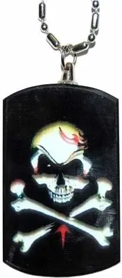 Produktbild von Totenkopf & Knochen Platte an einer Kugelkette Dog Tag Totenkopf necklace Dog Tag Skull & bones Halskette mit Totenkopf Anhänger