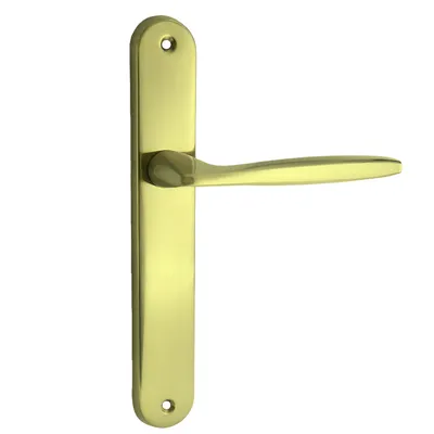 Produktbild von Domino Türgriff MIA M1 Blind Drückergarnitur Langschildgarnitur Türklinke für Zimmertür, L-Form Türbeschläge aus Aluminium Messing Gold