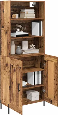 Image de vidaXL Highboard vieux bois 69,5 x 32,5 x 180 cm Bois composite