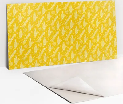 Obrázek produktu pro Ochranný Panel PVC - Samolepicí Vinylové Dlaždice na Stěnu - 100 x 50 - Žlutá kresba kukuřice
